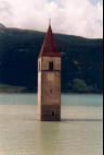 Der berhmte Kirchturm im Reschensee